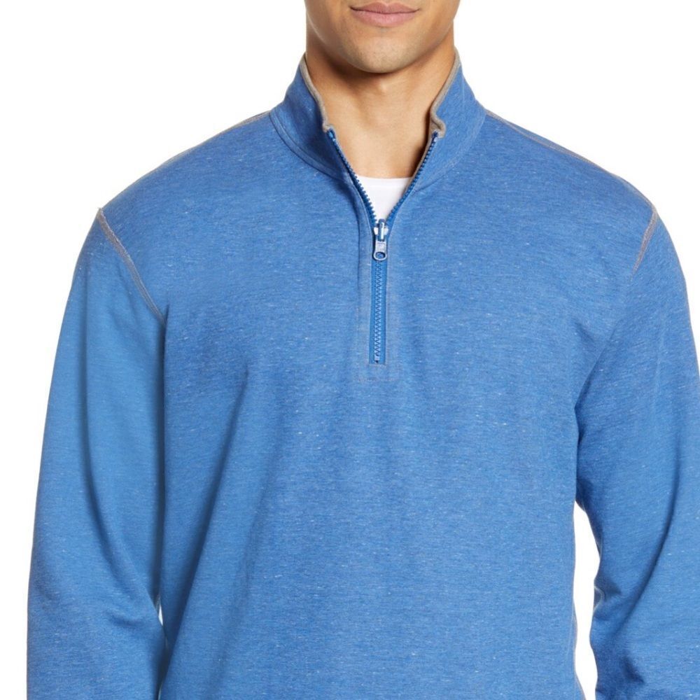 JOHNNIE-O Alister Turquoise/Gray Reversible Quarter Zip Pullover Size medium